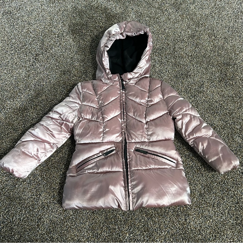 Sam Edelman toddler girls 3T Crystal Satin Chevron Quilt Puffer Jacket lilac